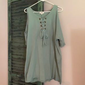Sage green cold shoulder dress/tunic